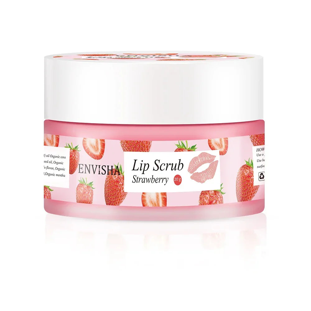 ENVISHA Strawberry Lip Scrub & Balm – Exfoliate & Moisturize Peaceful Pleasures Health and Wellness