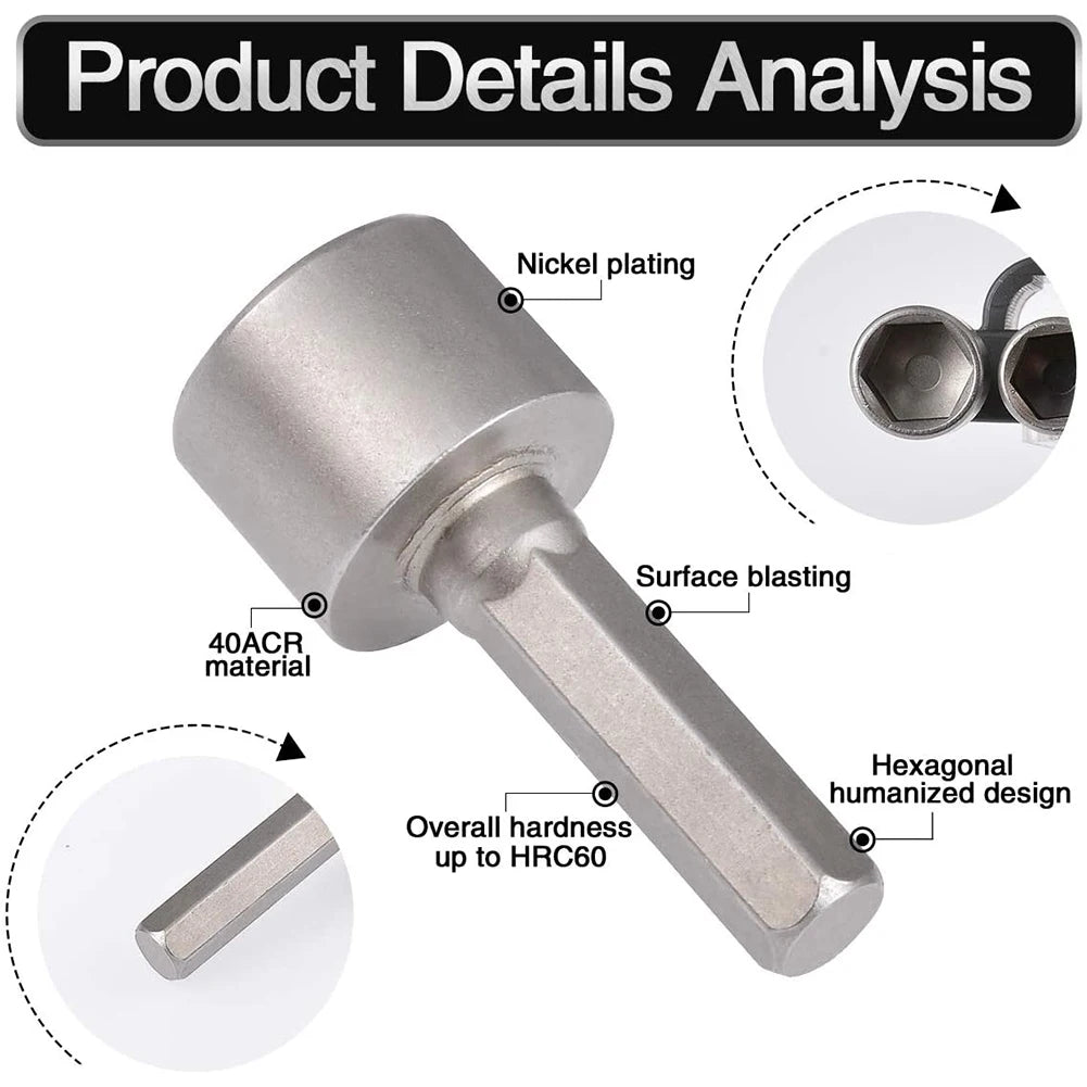 Hex Nut Driver Bit Set 9 or 14 Pc – 5–13mm 1/4" Hex Shank Peaceful Pleasures Health and Wellness