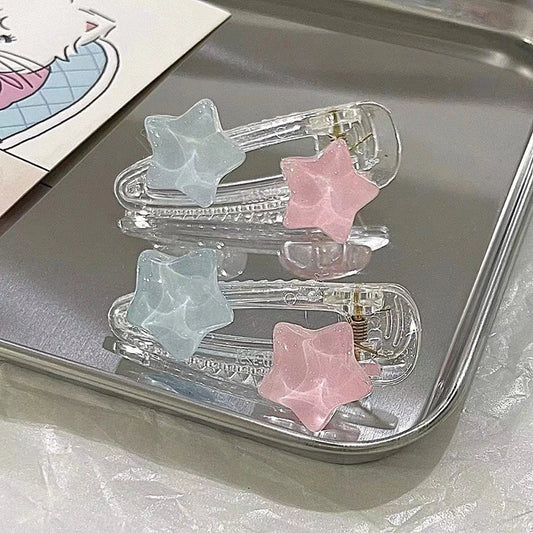 Cute Pink Blue Star Pentagram Hair Clip Student Girls Sweet Charm Lovely Hairpin Aesthetics Y2k Hair Accessories For Women Peaceful Pleasures Health and Wellness 1pc