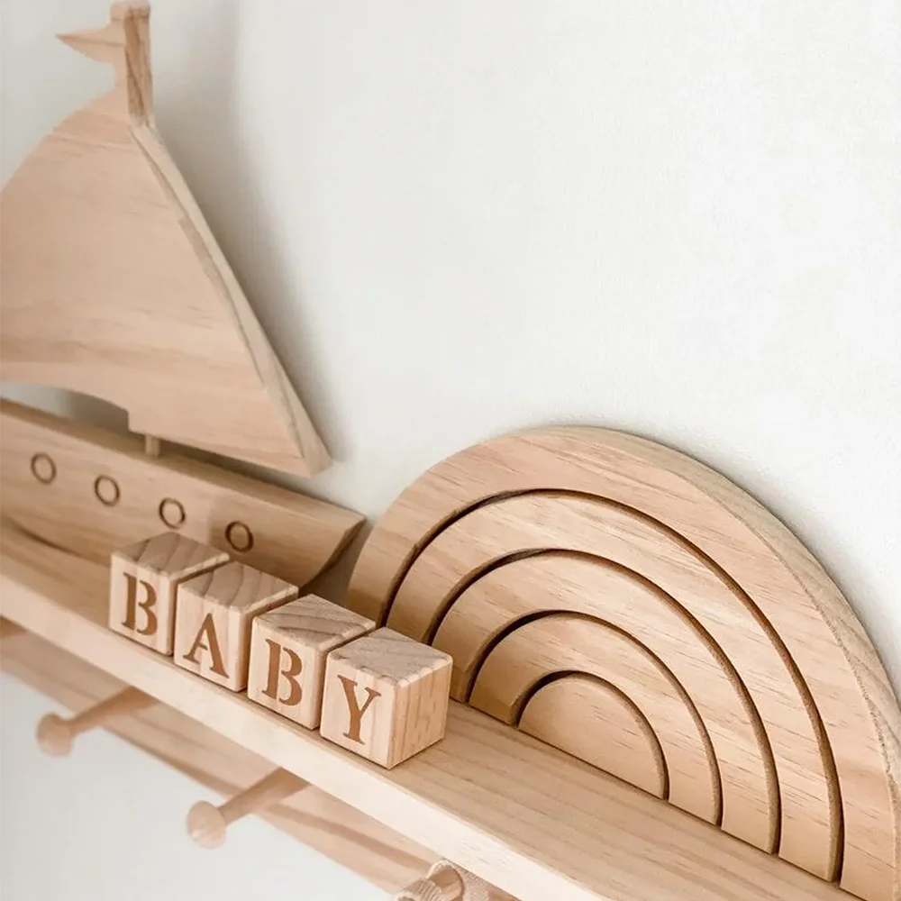 Wooden Letter Blocks Baby Shower Gift | Nursery Decor 4-Piece Wooden Nursery Décor Peaceful Pleasures Health and Wellness