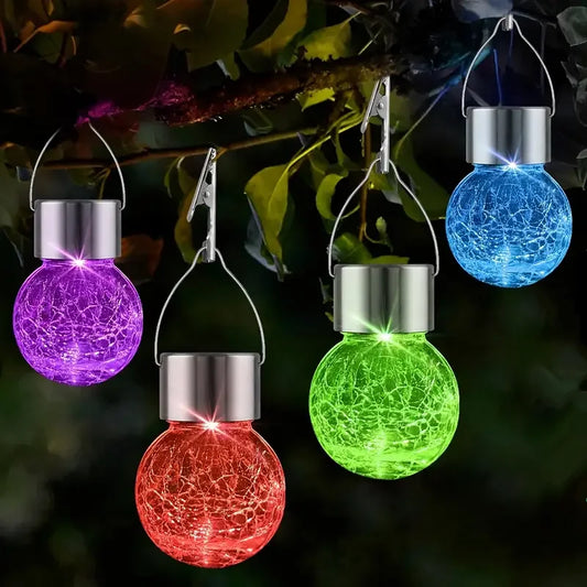 Solar Hanging Garden Lights – LED Cracked Glass Ball Lanterns Solar Garden Lantern Oasis Select