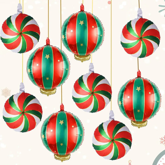 9-Piece Christmas Lollipop Foil Balloon Set | Xmas Party Decor Holiday Foil Balloons Oasis Select Multicolor