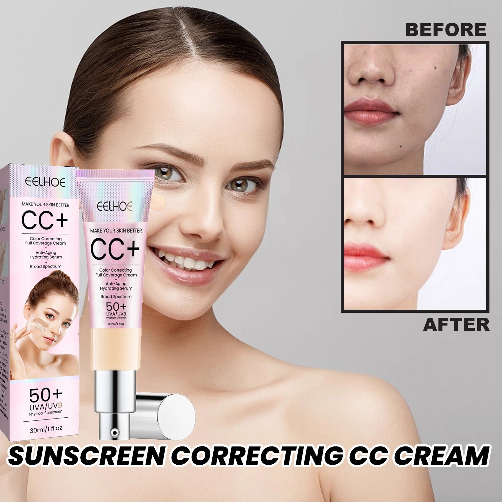 Facial Repair CC Cream Effectively Coverage Scar Repair Dull Skin Waterproof Whitening Skin Moisturizing Concealer Liquid 30ml Peaceful Pleasures Health and Wellness