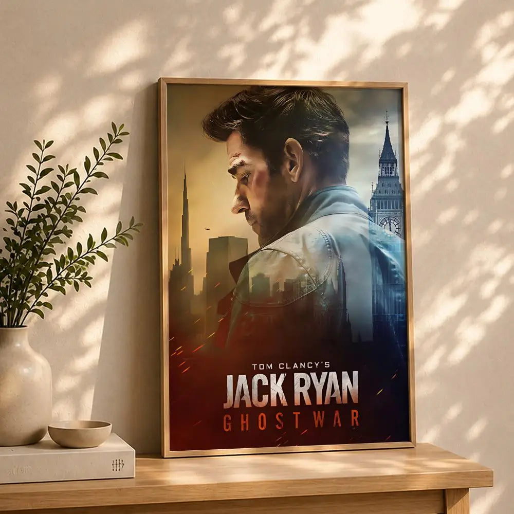 Movie-Tom Clancy's Jack Ryan: Ghost War Poster HD Self Adhesive Waterproof Wall Art Ideal for Home Office Dorm Bedroom GreatGift Peaceful Pleasures Health and Wellness White3 15X20cmNoframe