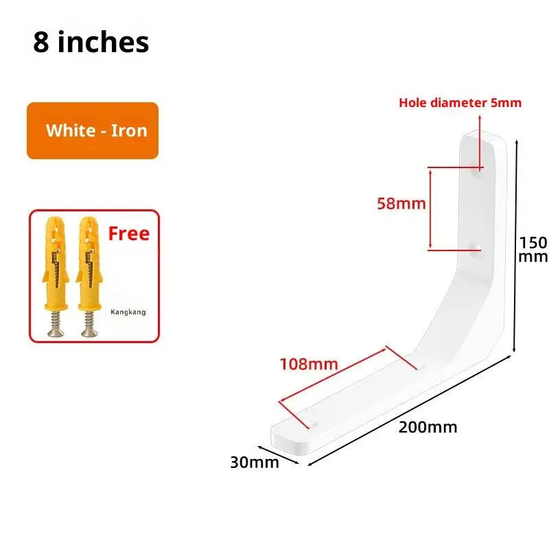 1PC Wall Mounted Shelf Angle Brackets Industrial Floating L Shelf Bracket Thick Heavy Duty Peaceful Pleasures Health and Wellness 1pc White 200X150MM