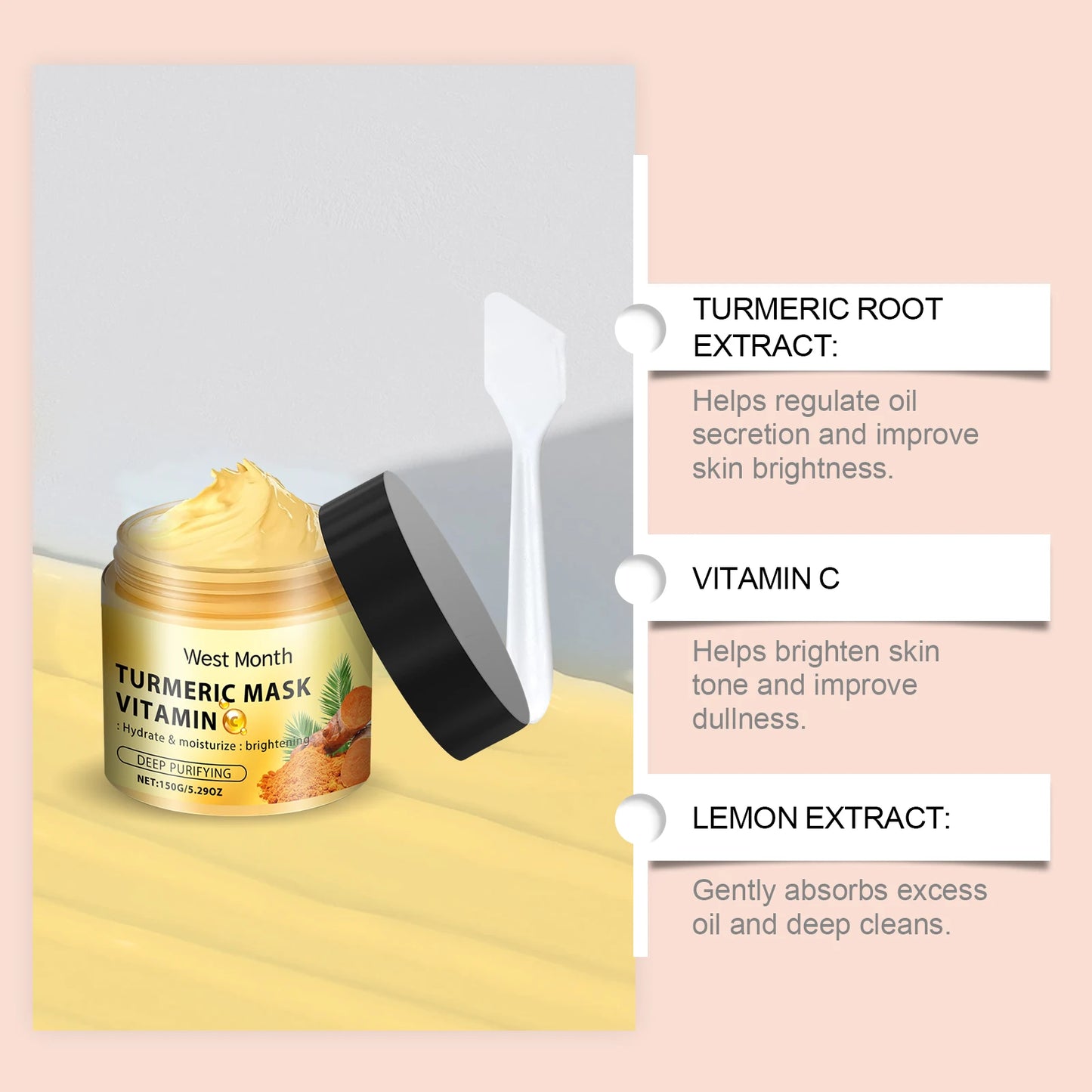 Turmeric Vitamin C Clay Mask – Dark Spots, Acne & Pores