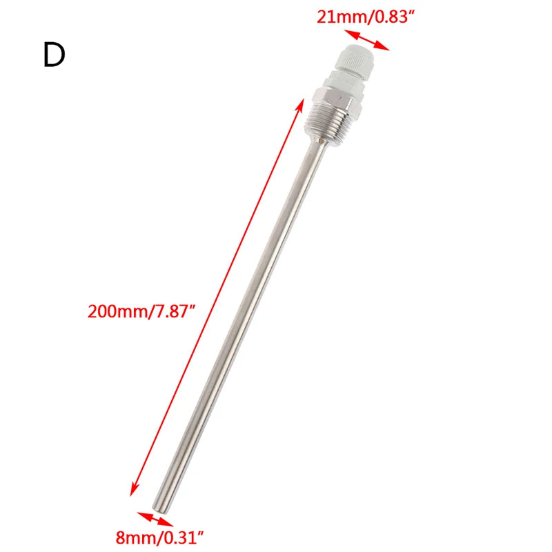 Stainless Steel Thermowell 1/2" NPT | 50–200mm Temperature Sensor