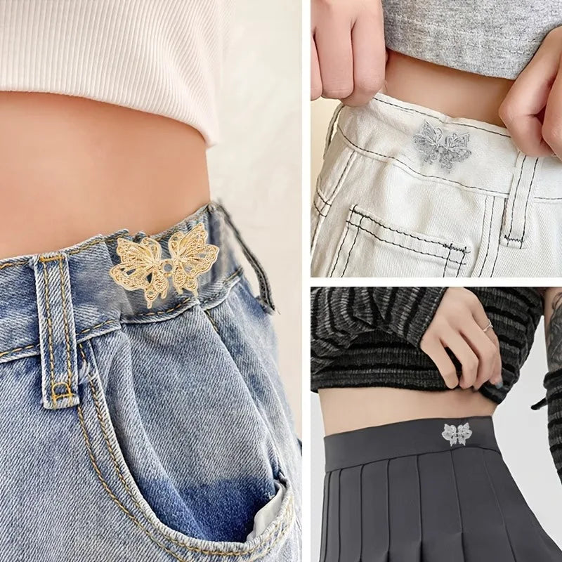 No-Sew Butterfly Waist Adjuster Clip – Metal Jean Button 1/2/4PCS