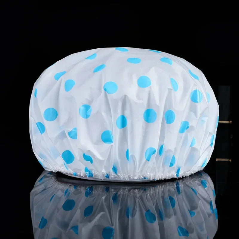 Thickened Waterproof Transparent Shower Cap, Bathroom Bathing Hat, Hair Dyeing Cap, Salon Coloring Cover Protector Peaceful Pleasures Health and Wellness Blue