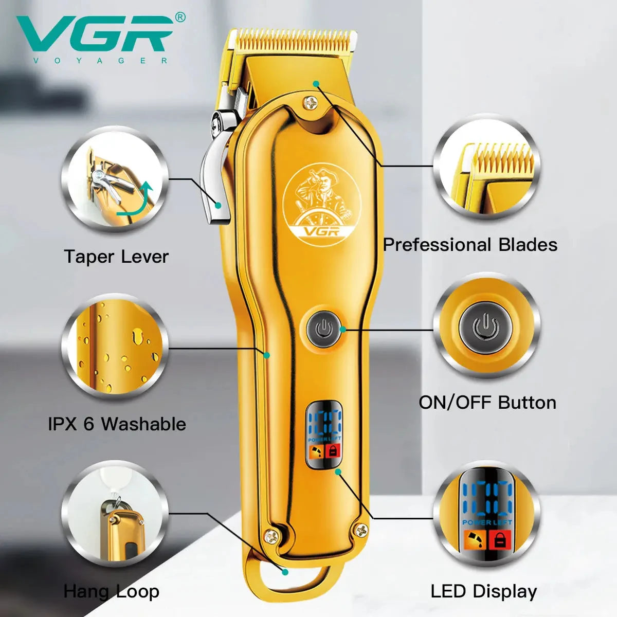 VGR 650 barber hair cut machine professional cordless electric trimmer rechargeable hair clipper for men Peaceful Pleasures Health and Wellness