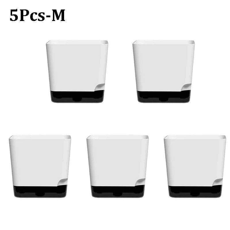 5-Pack Self Watering Planters | Drainage & Clear Reservoir