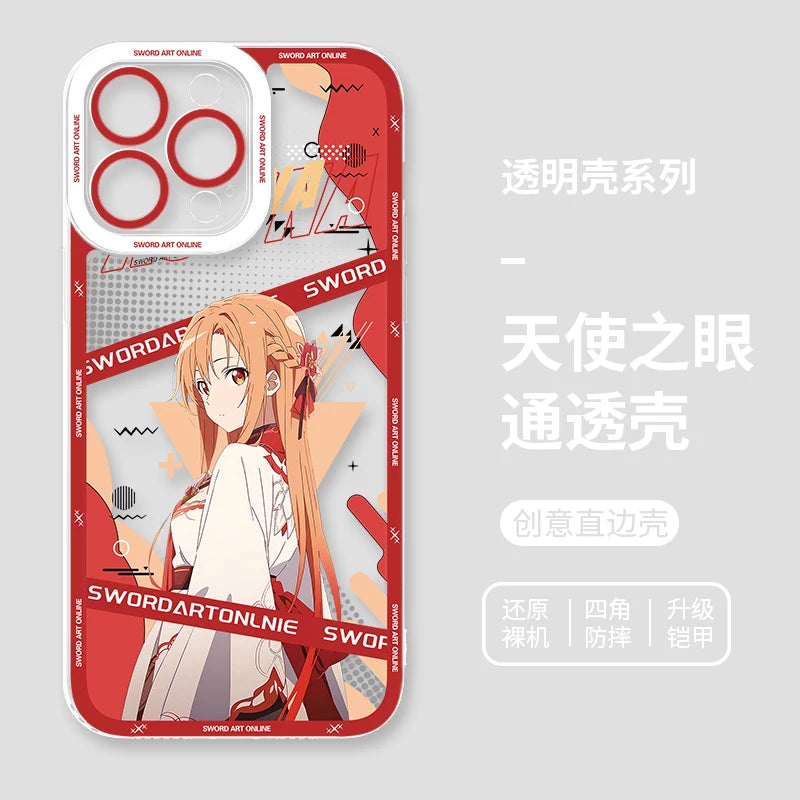 Japanese Anime Sword Art Online Phone Case for Iphone 17 16 15 14 13 12 11 Pro Max Plus Mini Air Asuna Kirito Phone Cover Peaceful Pleasures Health and Wellness