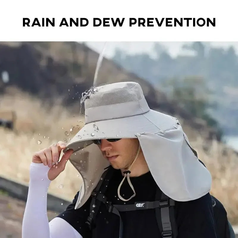 Men's Wide Brim Sun Hat with Neck Flap | UV Protection