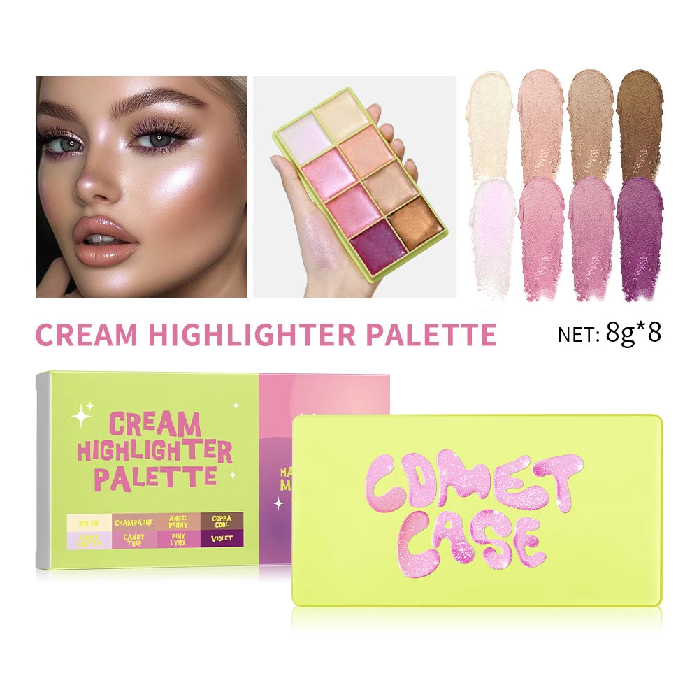 Curve Case Cream Eyebrow Cream Blush Highlighter Palette Matte Shimmer Finishes Shadow Tones Long-Lasting Cosmetics Peaceful Pleasures Health and Wellness 1Highlight