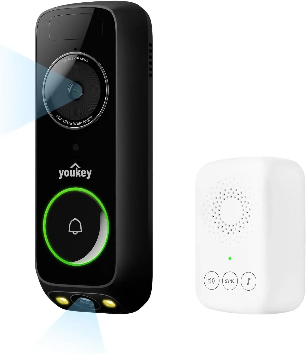 Dual-Camera Video Doorbell - 2K HD, No Monthly Fee, 8GB Storage, Alexa & Google Assistant Compatible Peaceful Pleasures Health and Wellness United States