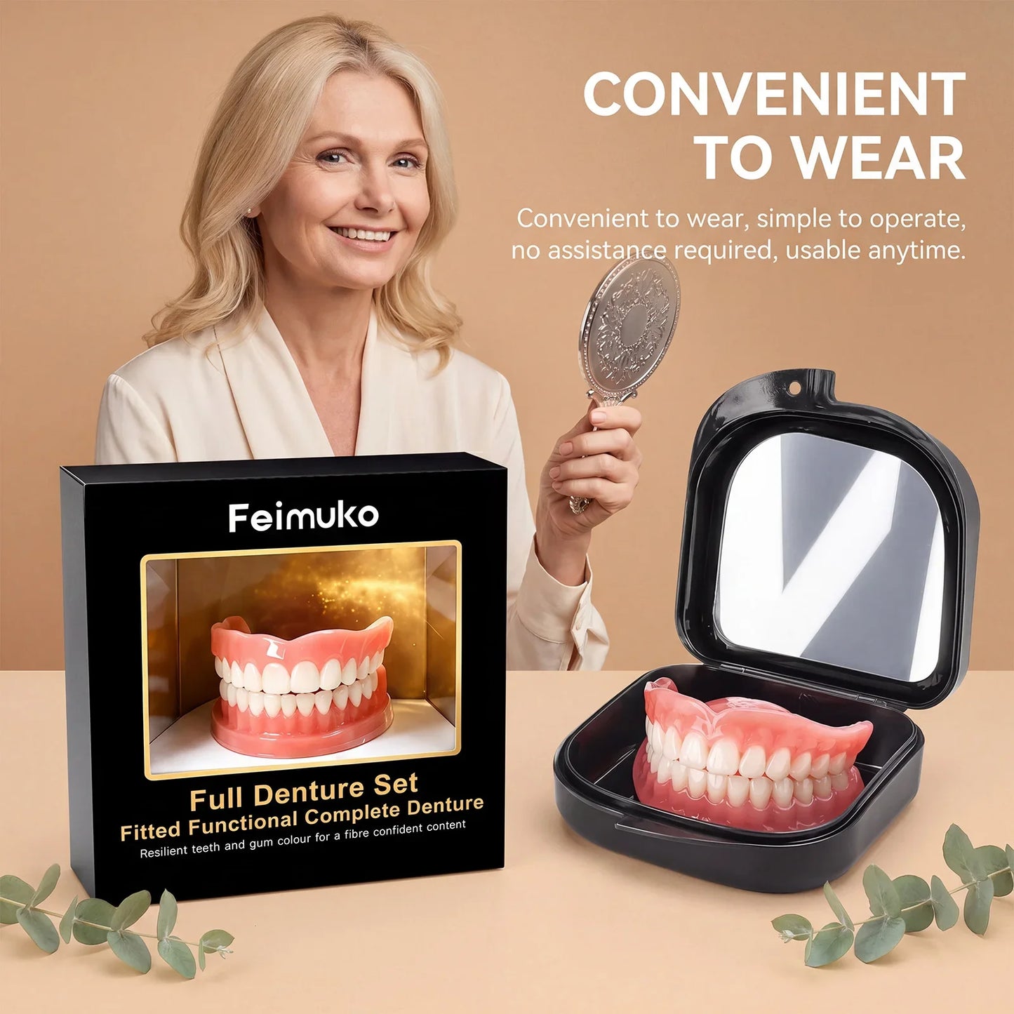 Reusable Cosmetic Teeth Veneers – Natural Smile Snap-On Set