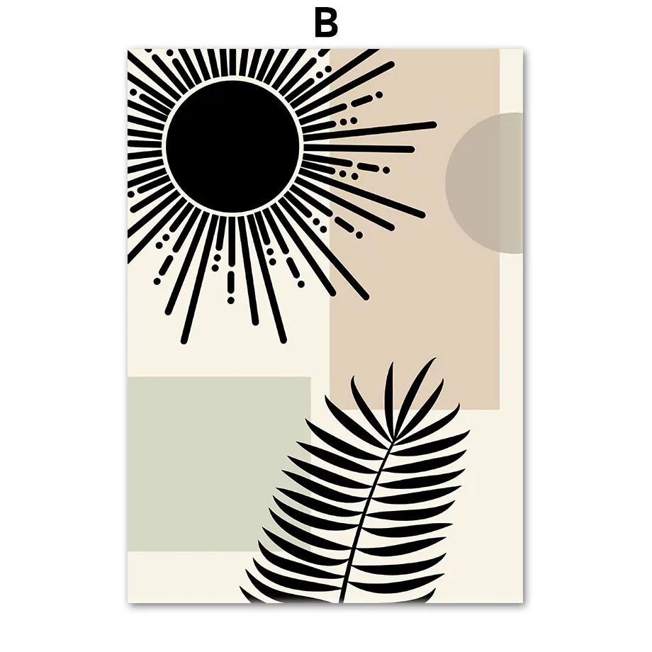 Boho Sage Green Leaves Face Posters Abstract Artwork Geometric Wall Art Canvas Painting Nordic Art Poster Living Room Home De Peaceful Pleasures Health and Wellness B 20x30cm Unframed