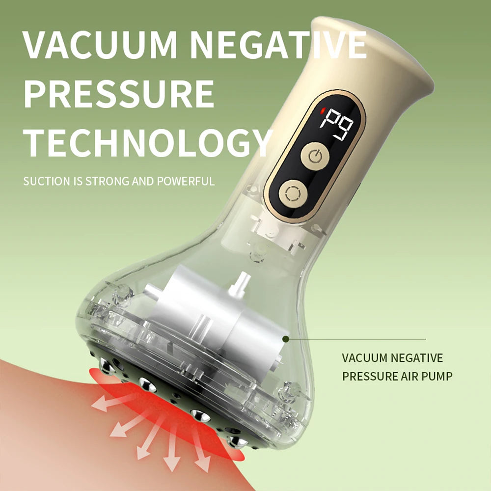 Electric Cupping Device Rechargeable Suction Cup Cellulite Massage Cordless Vacuum Massage Jars with Heat Gua Sha Tool 9 Levels Peaceful Pleasures Health and Wellness
