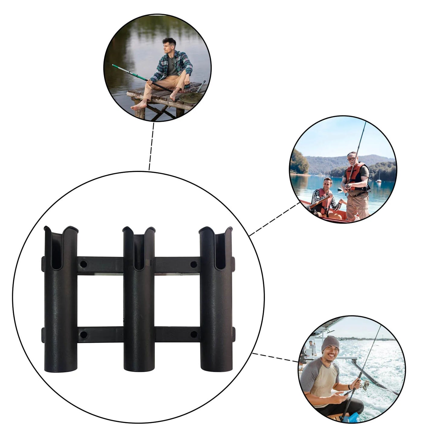 Mount Rod Holder 3 Link Tube Fishing Pole Holder Quick Release for Boat Marine Firmly Install Portable Kayak Yacht Tackle Peaceful Pleasures Health and Wellness