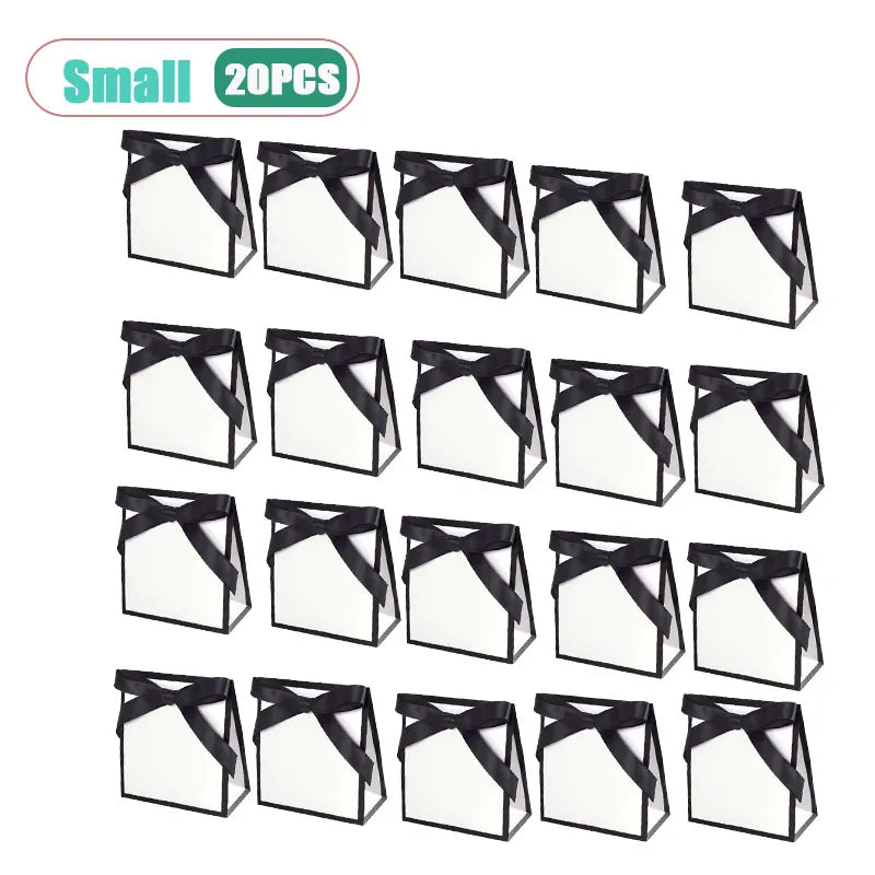Black & White Bow Gift Bags | Party & Wedding Favors 10-20pcs