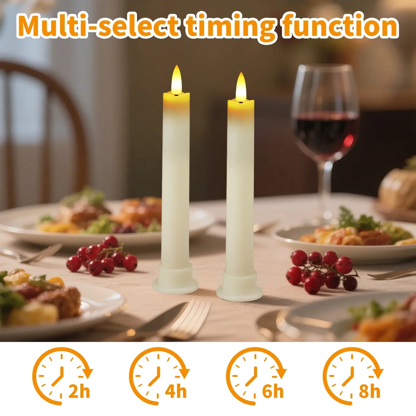 6Pc White/Ivory Flameless Taper Candles with Remote Timer Battery Operated Flickering LED Candle With Base for Indoor Home Decor Peaceful Pleasures Health and Wellness