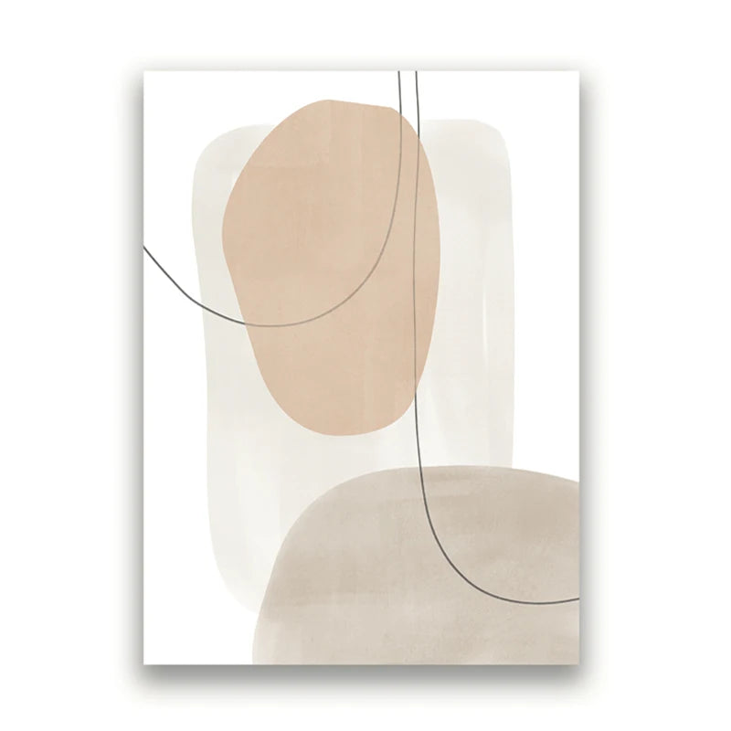 Watercolor Abstract Canvas Wall Art | Pastel Boho Beige Gray