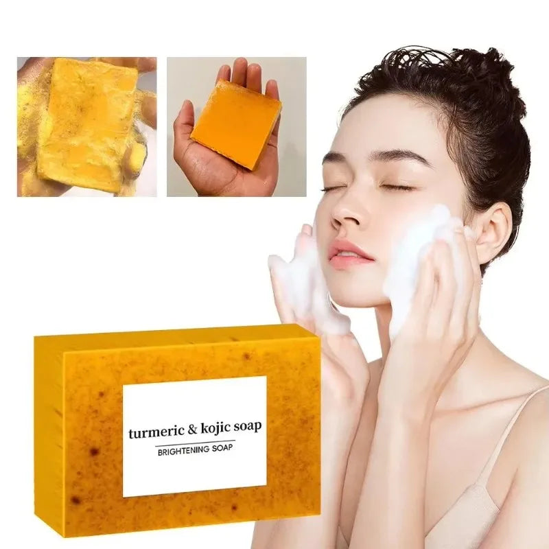 100g Turmeric Hand Made Soap, Lemon Kojic Acid Soap, Shower and Facial Soap Deep Cleaning Brightening For Face Body Skin Care Peaceful Pleasures Health and Wellness