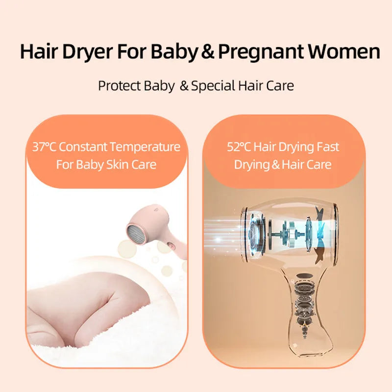 2025 New Upgrade Q2 Children's Hair Dryer Silent Constant Temperature Negative Ion 0 Radiation with Safety Lock Hair Dryer Peaceful Pleasures Health and Wellness