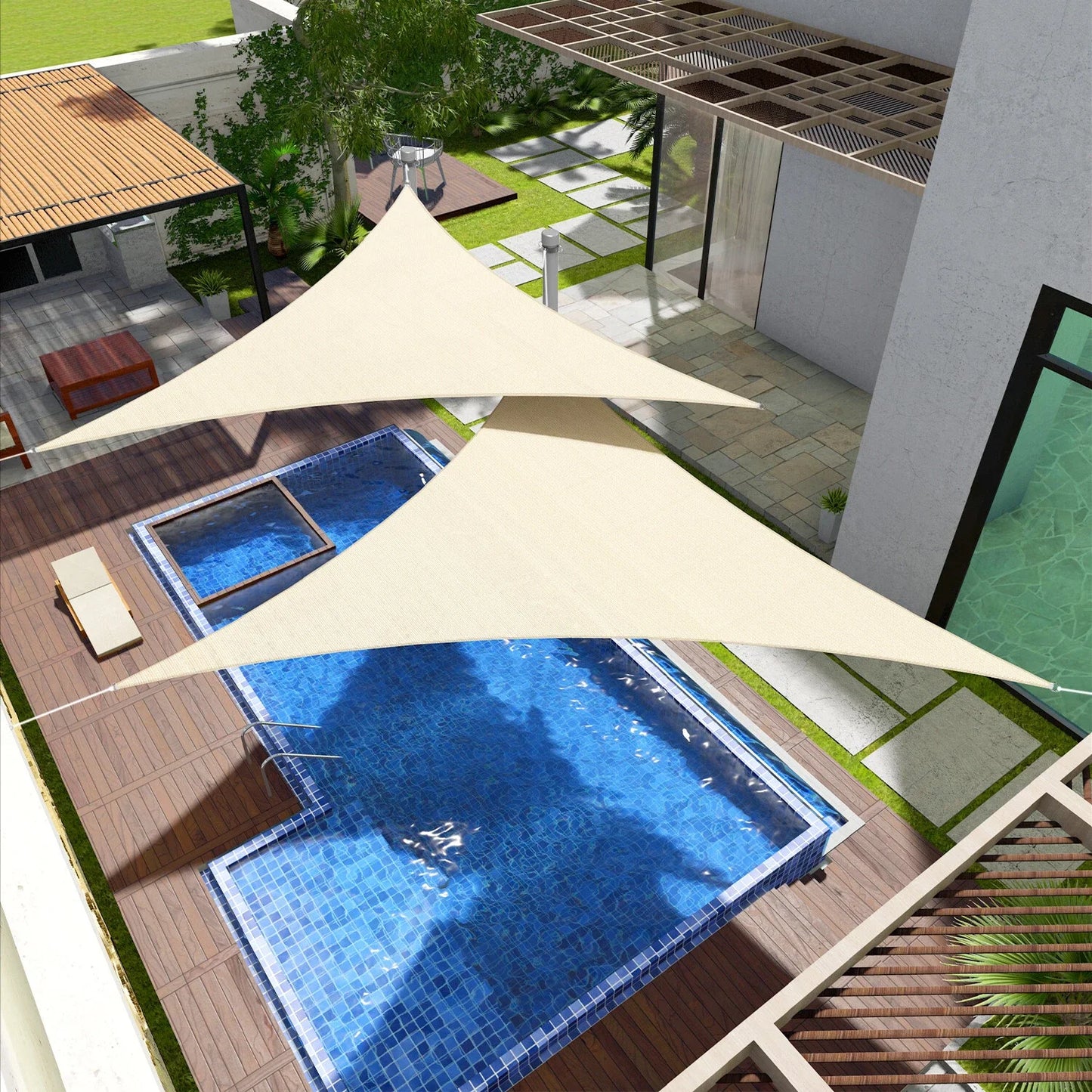 Triangle Sun Shade Sail Canopy – 98% UV Block + Fixing Kit