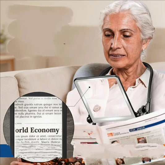 3X Hd Led Reading Magnifying Lamp with Usb Charging, Neck-Worn & Handheld, Tabletop, Specialized for Elderly Peaceful Pleasures Health and Wellness black