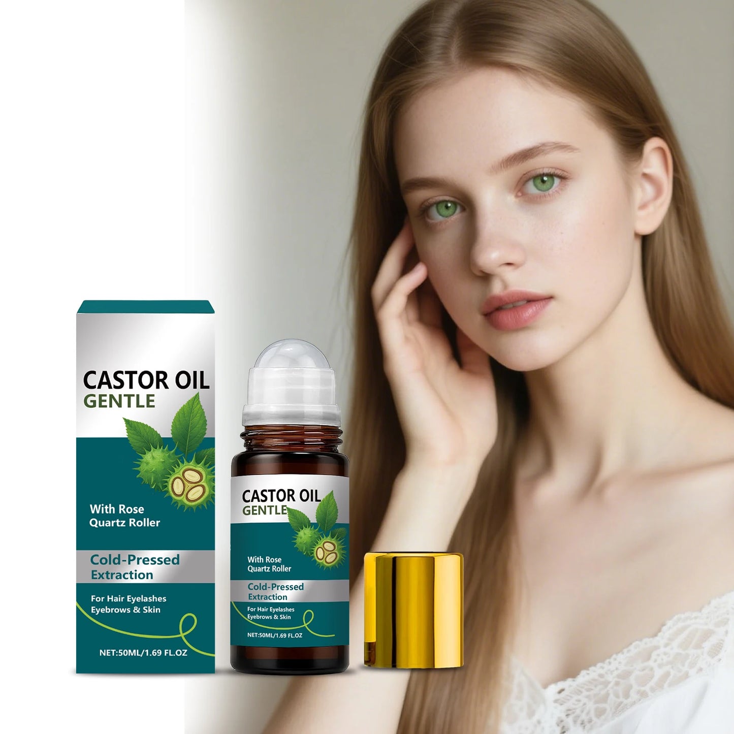 Cold-Pressed Castor Oil Roller | Hair, Lashes & Skin Care 50ml
