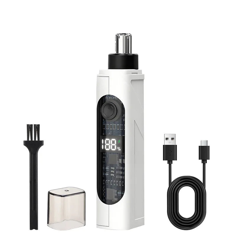 Rechargeable Electric Nose Hair Trimmer | Digital Display Nose Hair Trimmer Peaceful Pleasures Health and Wellness WHITE