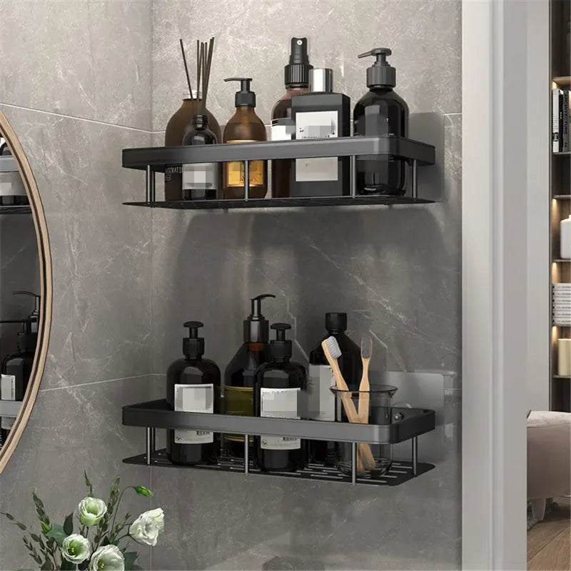 No-Drill Aluminum Wall Shelf – Bathroom & Kitchen Organizer Wall Mounted Shelf Peaceful Pleasures Health and Wellness