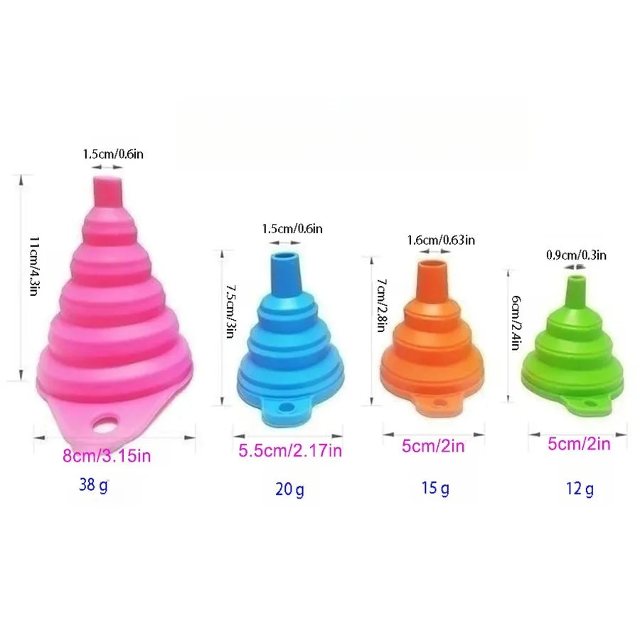 4 Piece Food Grade Silicone Funnel Set,Collapsible Kitchen Gadgets Accessories,,For Filling Water Bottles,Liquid Transfer Peaceful Pleasures Health and Wellness
