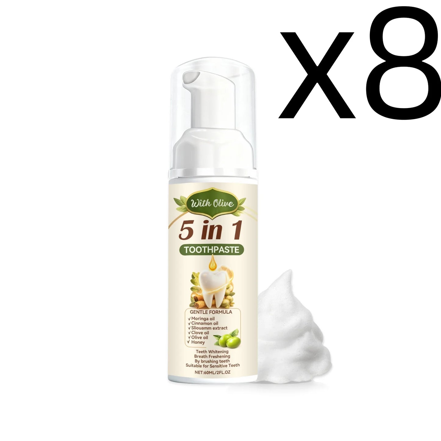 Olive Teeth Clean Toothpaste for Oral Health Peaceful Pleasures Health and Wellness 60ml X 8PCS