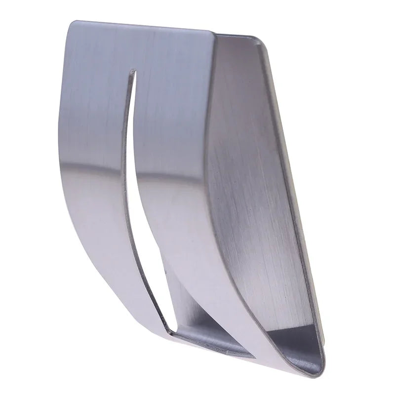 1PC Stainless Steel Towel Holder Hook Self Adhesive Clip Bathroom Cloth Hanger Household Wall Mounted Towel Rack Storage Peaceful Pleasures Health and Wellness Silver