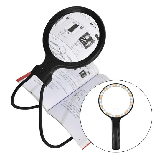 5X 10X Charging Magnifier 30Led Neck Hanging Handheld Head Mounted Desktop Reading and Repairing Magnifying Glass Peaceful Pleasures Health and Wellness 138mm