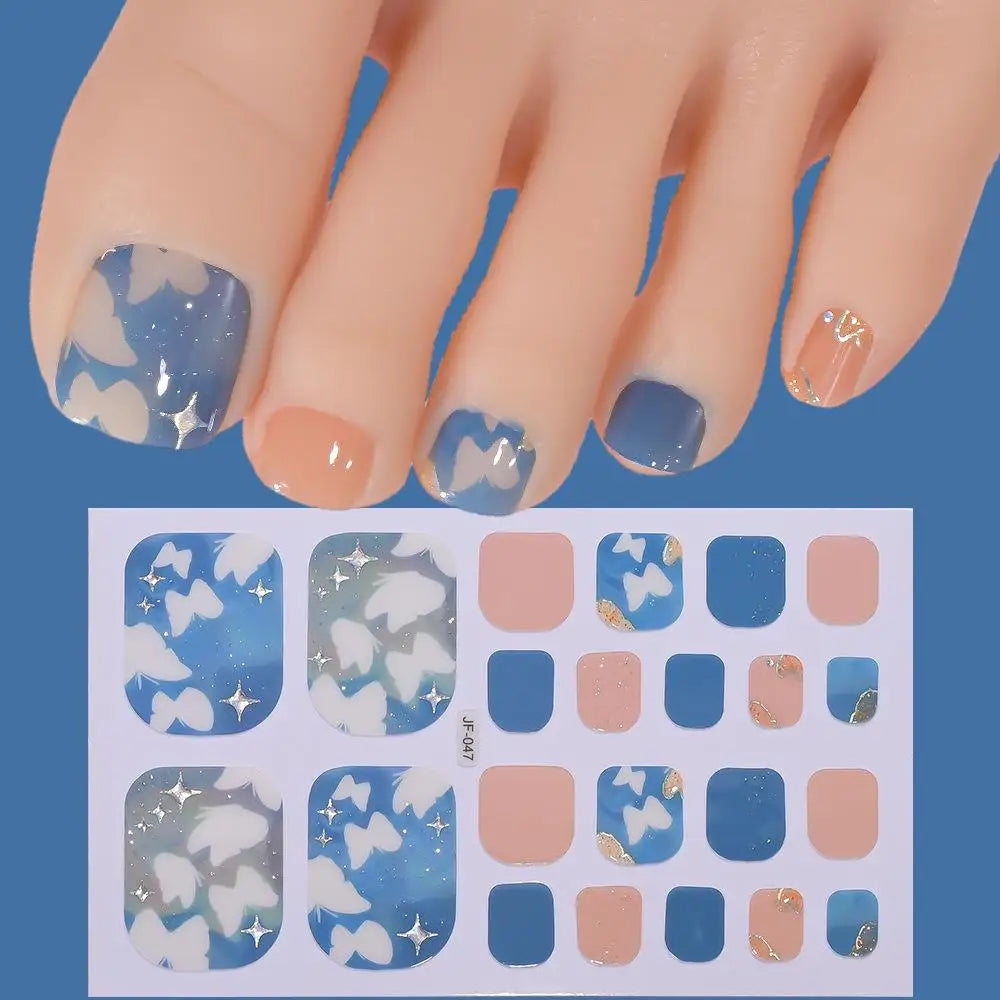 22tips/Sheet Glitter Toenail Stickers Glittering Full Wraps for Summer Pool and Beach for Nail Art and Decorative Nail Decals Peaceful Pleasures Health and Wellness Q