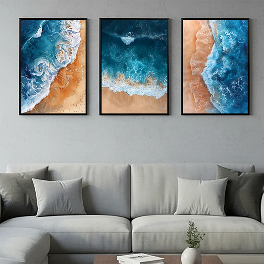 Ocean Coastal Canvas Wall Art | Nordic Beach Poster Print Canvas Wall Art Peaceful Pleasures Health and Wellness