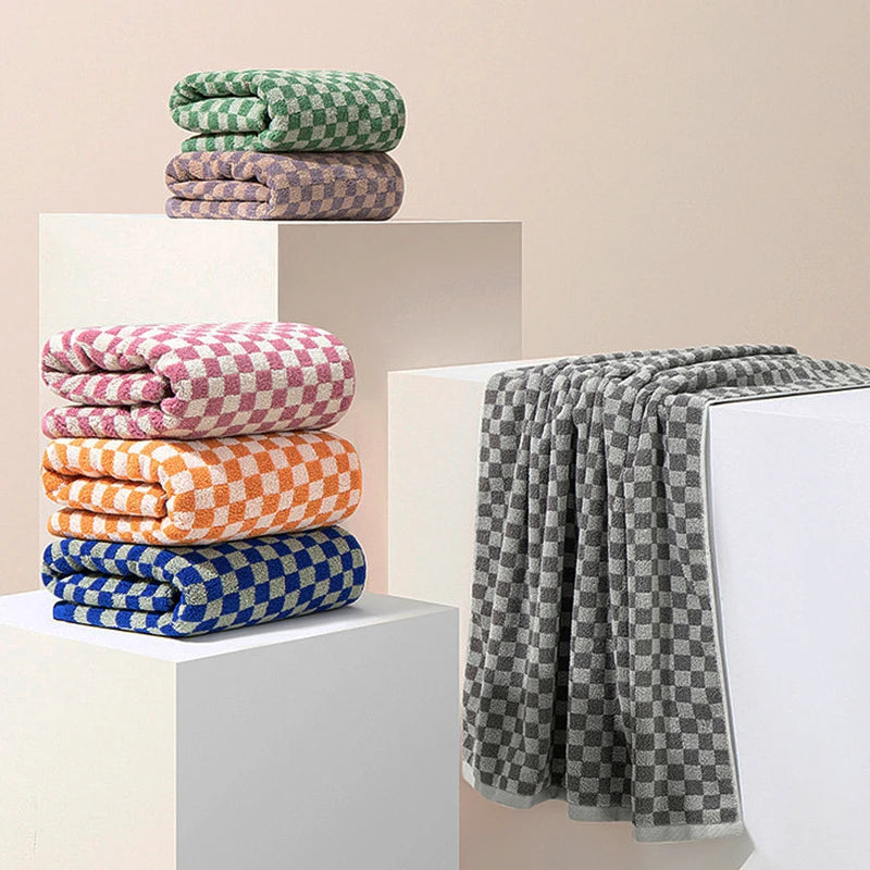 Battilo Plaid 100% Cotton Bath Towel Set – Soft & Absorbent