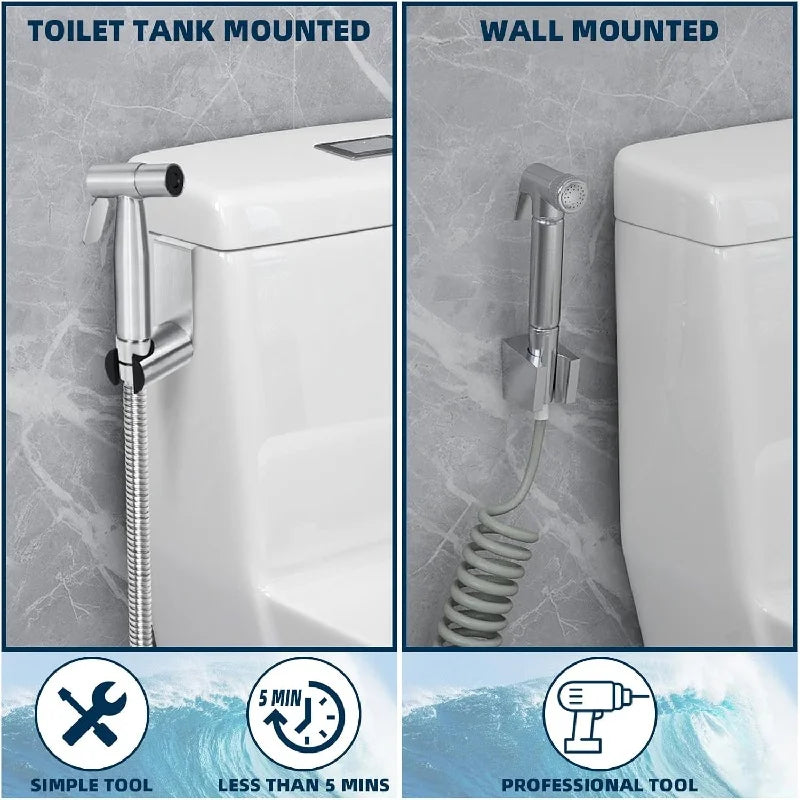 No-Drill Stainless Steel Shower Head & Bidet Sprayer Holder