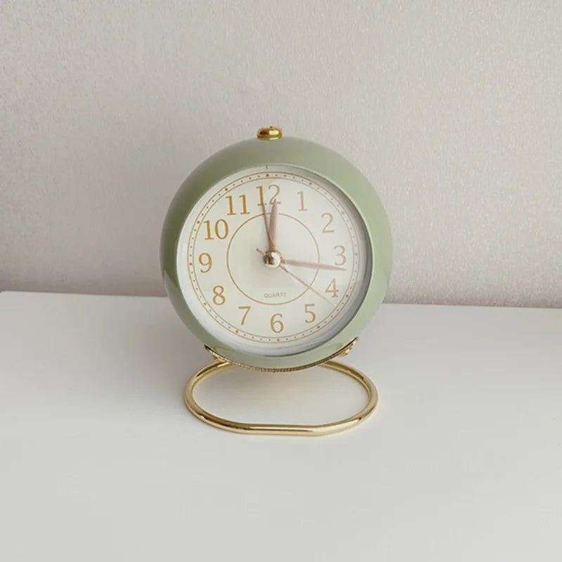 Nordic Style Alarm Clock Digital Quartz Clock Home Ornament Portable Mute Clocks with Metal Stand for Bedroom Decor Peaceful Pleasures Health and Wellness S1-3 Green