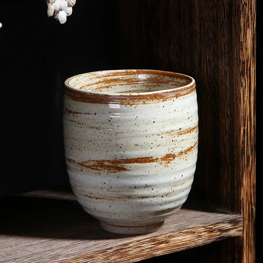 Japanese coarse pottery teacup single large pure handmade retro master cup ceramic coffee cup in ancient Peaceful Pleasures Health and Wellness