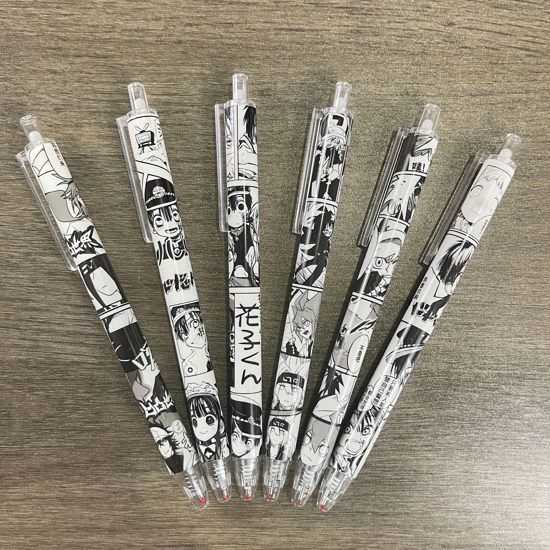 2 Boxes of 12 Pens with Random Designs, Anime-Themed, Medium-Sized Nib, Water-Based Black Ink, Durable Plastic, Office and School Stationery, Retractable Pens, Cute Style Peaceful Pleasures Health and Wellness