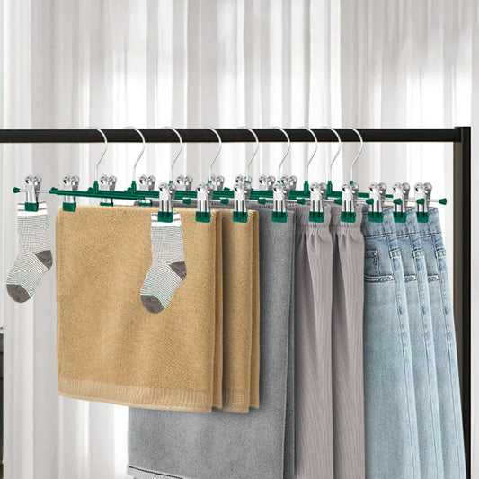 Stainless Steel Pants & Skirt Hangers with Adjustable Clips Clothes Hanger Clips Oasis Select