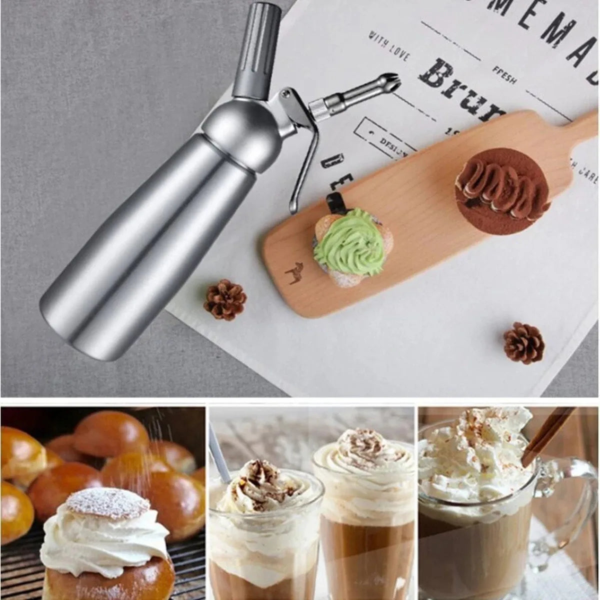 500/1000ml Cream Foam Gun Cake Piping Gun Siphon Squeeze Bottle Dessert Tool Squeeze Bottle Dessert Tool Kitchen Accessories Peaceful Pleasures Health and Wellness
