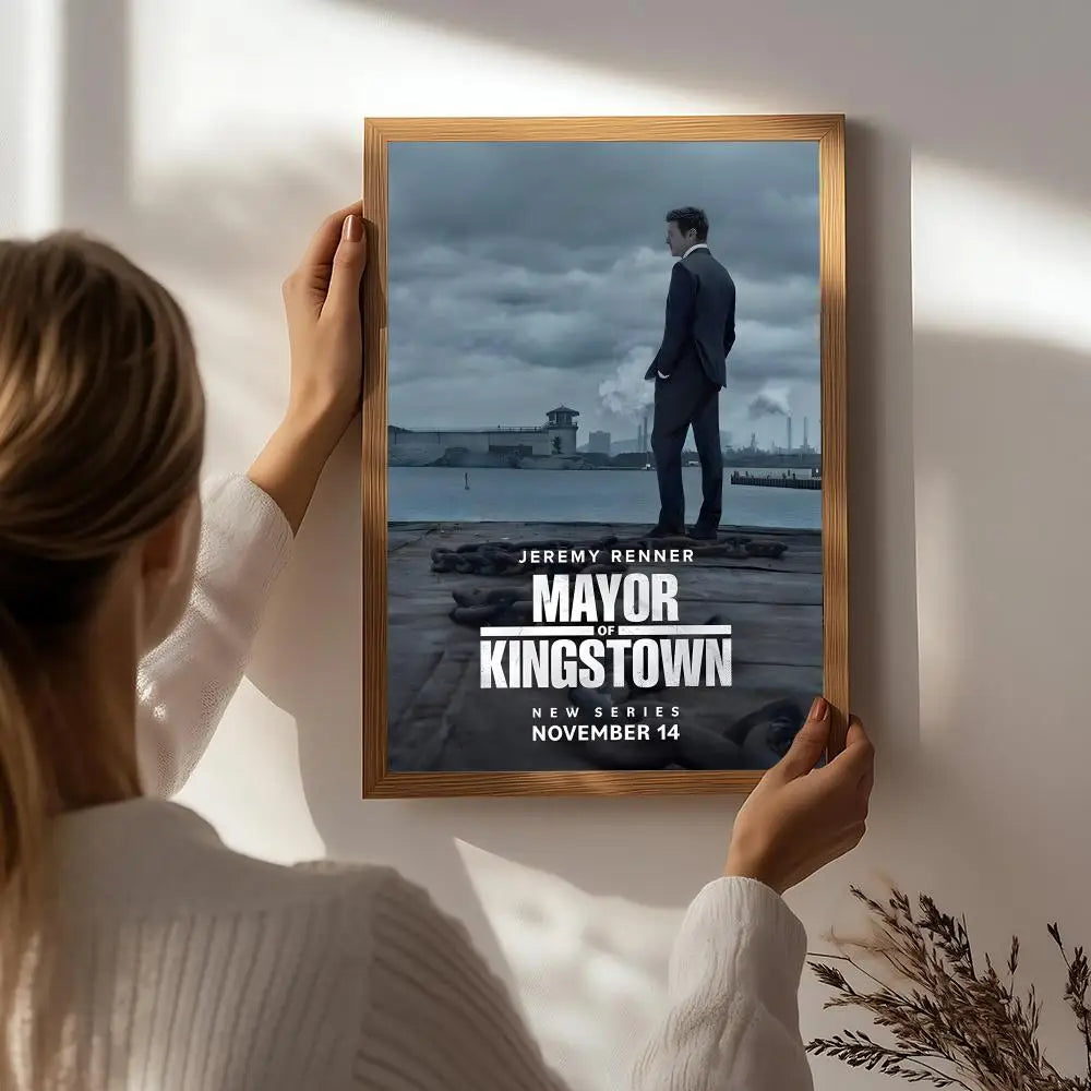TV M-Mayor of Kingstown Poster HD Self Adhesive Waterproof Wall Art Ideal for Home Office Dorm Bedroom Great Gift Peaceful Pleasures Health and Wellness White1 50X70cmNoframe