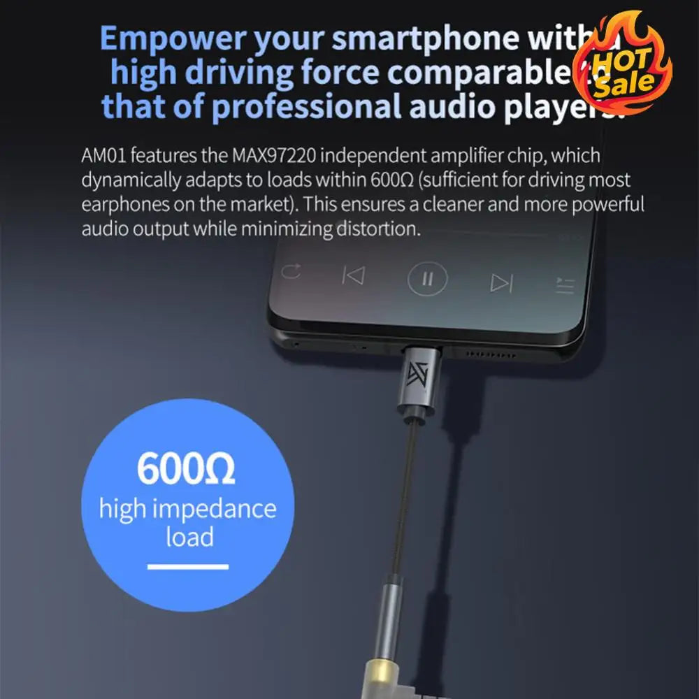 USB-C to 3.5mm DAC Adapter 32bit/384kHz Hi-Fi Audio Dongle