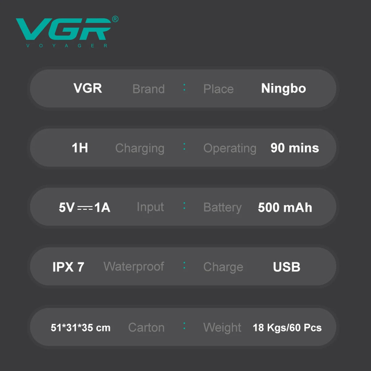 VGR 347 Men's Convenient Shaver Sharp Double Blade Deep Cleaning Shaver LCD Intelligent Digital Display USB Charging Hair Trimme Peaceful Pleasures Health and Wellness