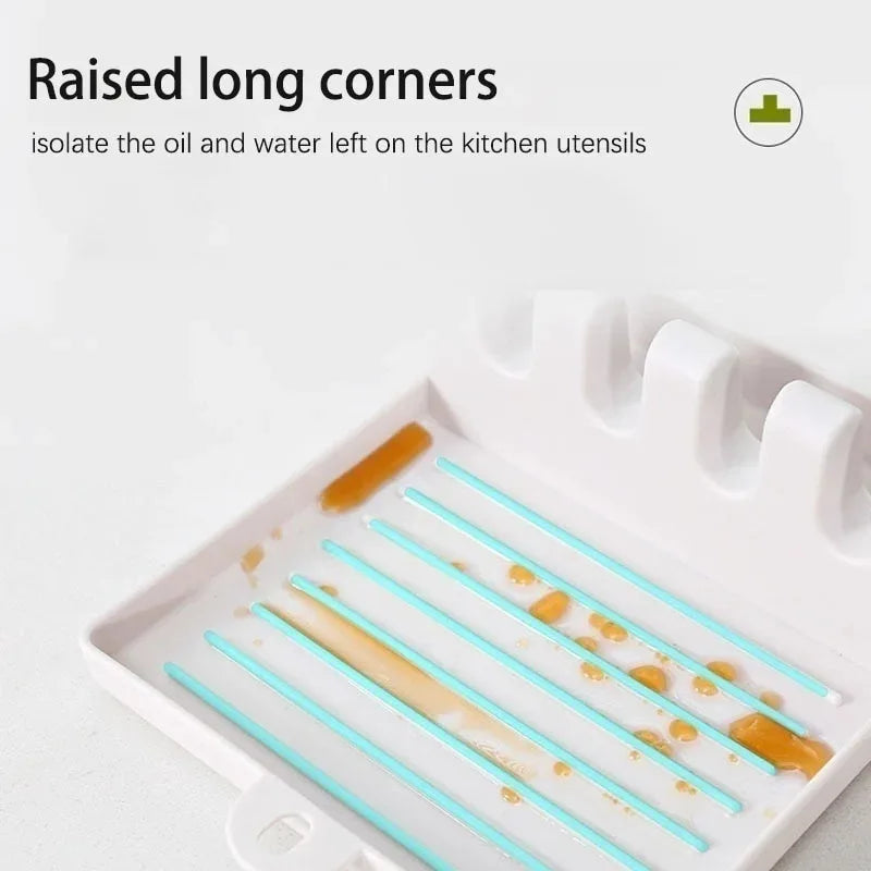 Kitchen Spoon Holders Fork Spatula Rack Shelf Organizer Plastic Chopsticks Holder Non-slip Spoons Pad Peaceful Pleasures Health and Wellness